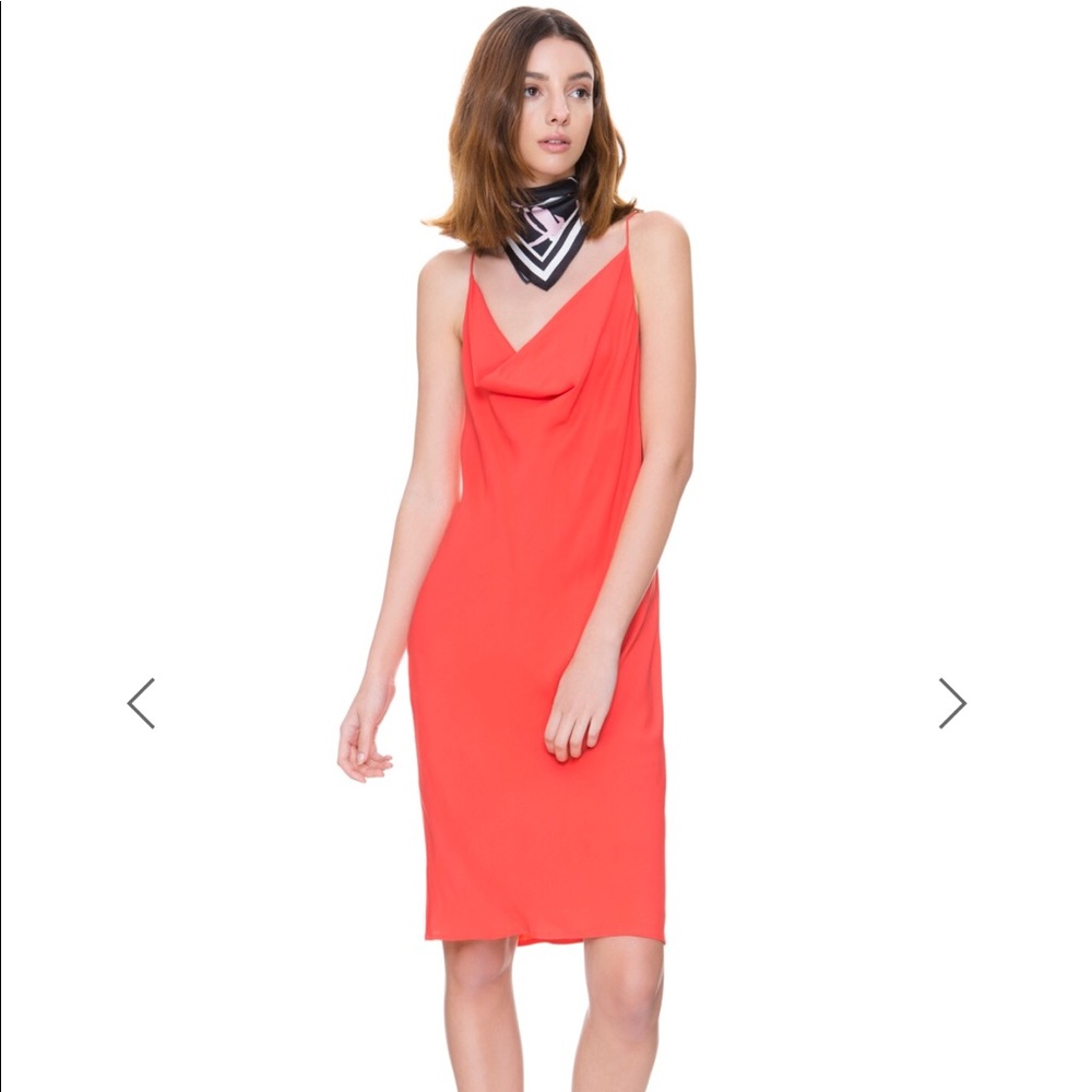 Cowl neck coral dress
